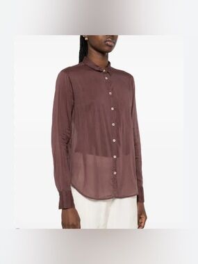 This is not the exact top! Forte-forte Semi-Sheer Button-Front Tunic in brown